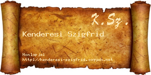 Kenderesi Szigfrid névjegykártya